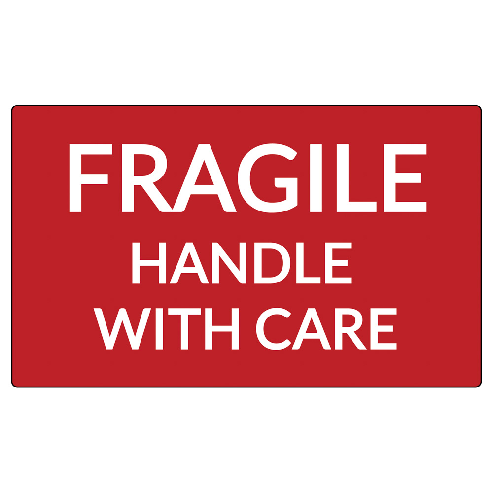 Handle with care close up graphic label