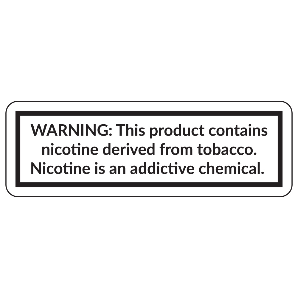 Nicotine warning label close up graphic