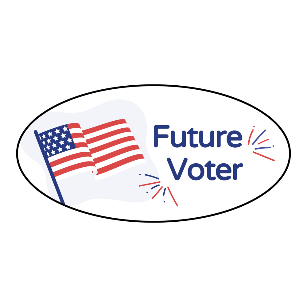 Future voter label close up graphic