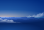 blue horizon silhouette clouds
