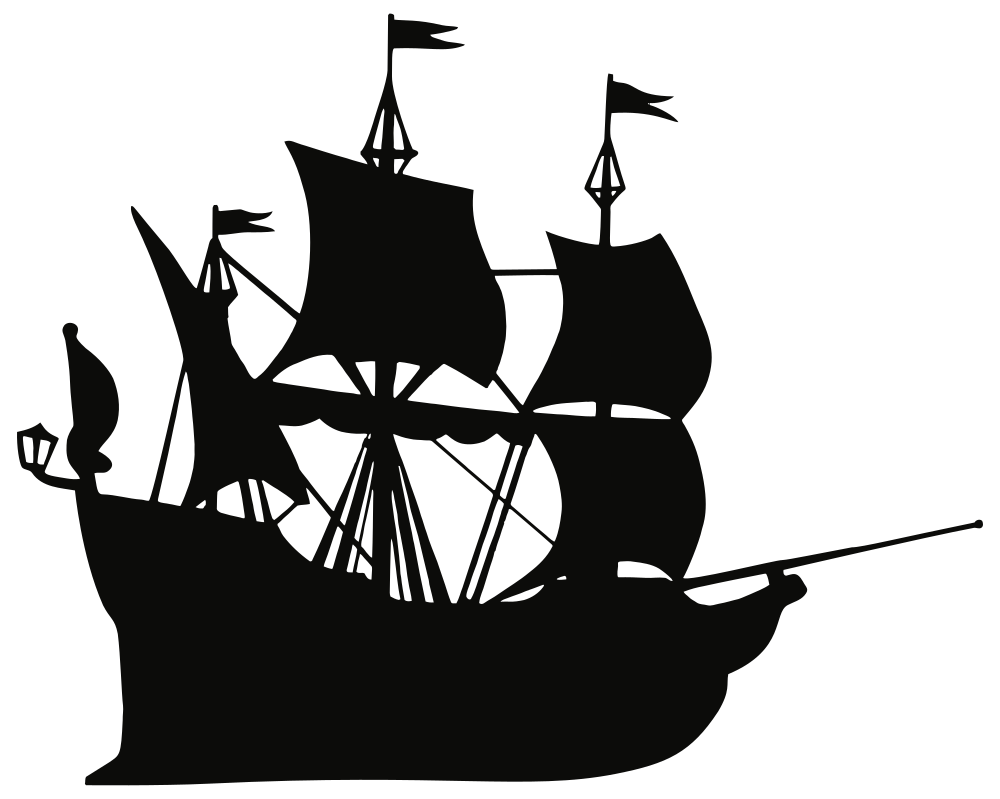 OnlineLabels Clip Art - Galleon Ship Silhouette Simple Ship Silhouette