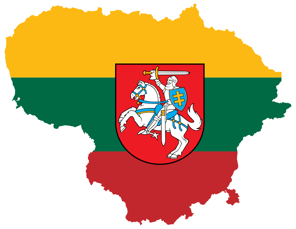 Download OnlineLabels Clip Art - Lithuania Map Flag With Coat Of Arms