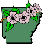 Arkansas map and flowers (symbol)