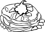 Fast Food, Breakfast, Pancakes With Whipped Cream - Black and White