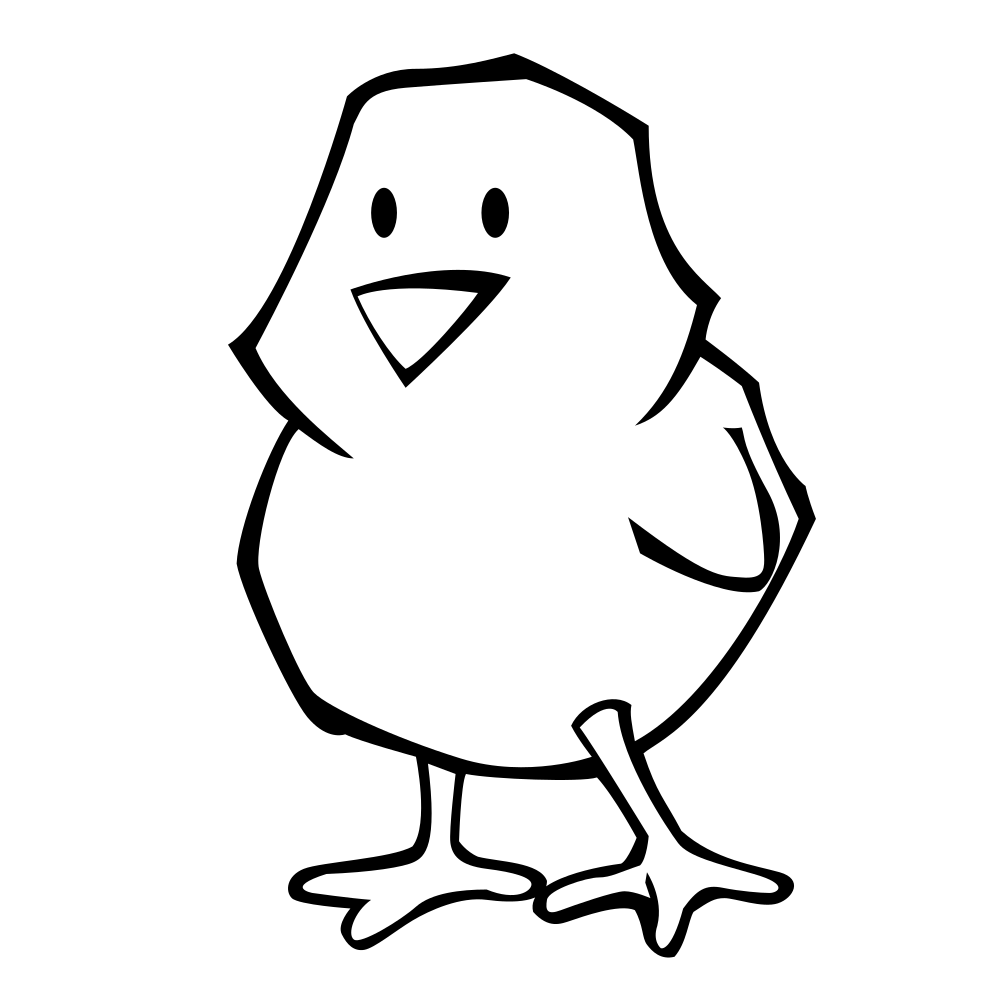 OnlineLabels Clip Art - Chick - Black White