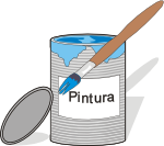 Paint tin can and brush