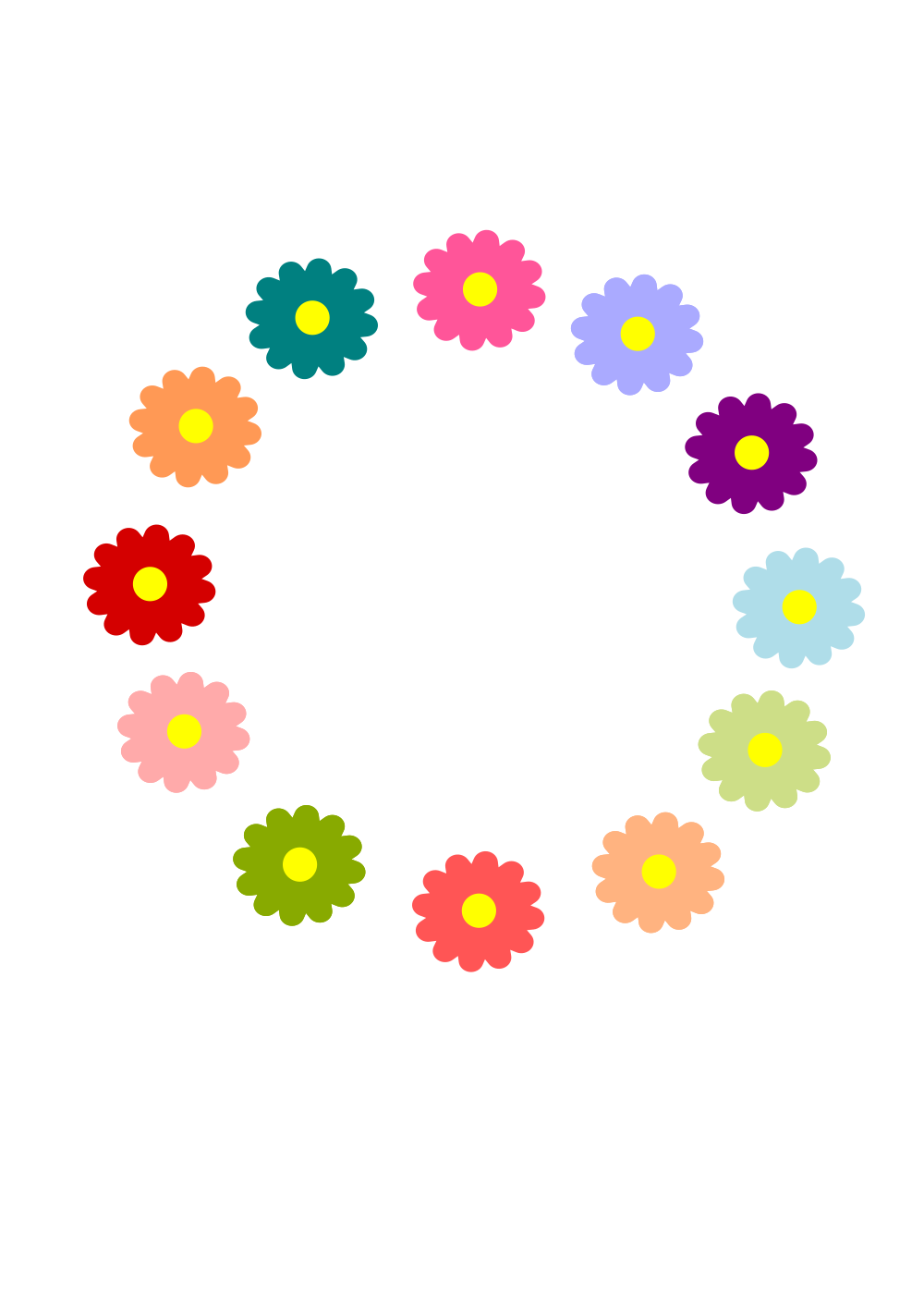 Download OnlineLabels Clip Art - Rainbow Flower Wreath