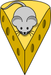 Cartoon mouse on top of a cheese