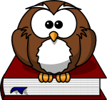Cartoon owl sitting on a book