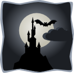 Spooky castle in full moon