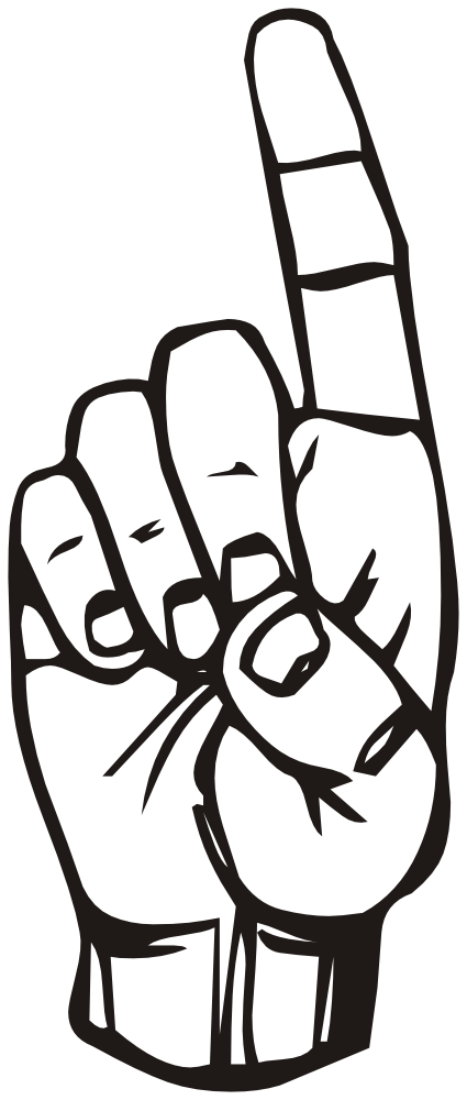 OnlineLabels Clip Art - Sign language D, finger pointing