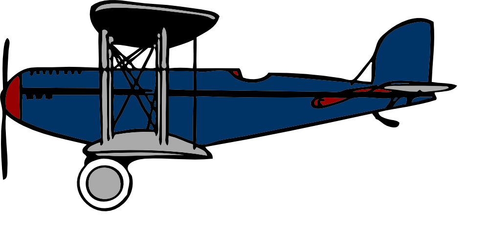 OnlineLabels Clip Art - Blue biplane with red wings