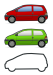 red and green renault twingo