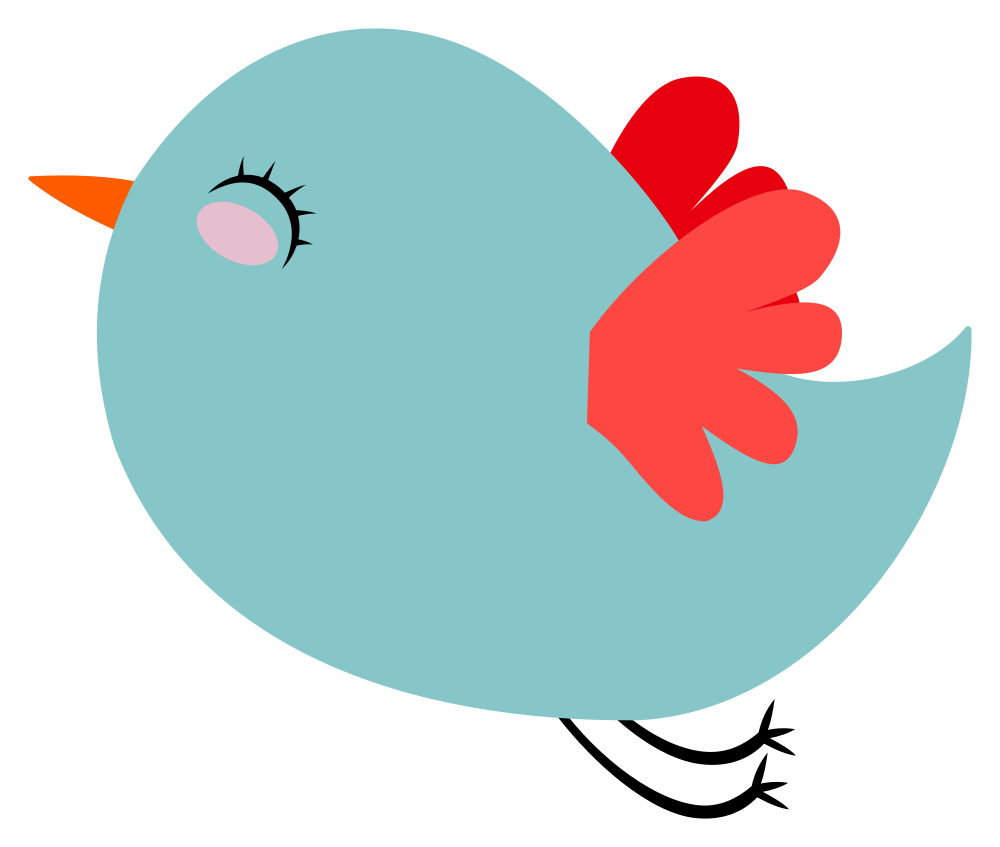 OnlineLabels Clip Art - Cute Teal Bird with Red Wings