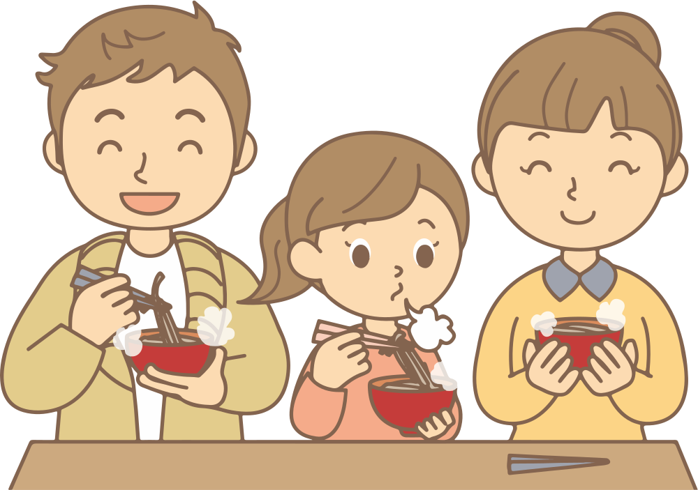 OnlineLabels Clip Art - Family Eating Noodles