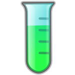 Lab Icon - Horizontal Test Tube with Green