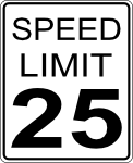 CA speed limit 25 roadsign
