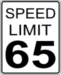 CA speed limit 65 roadsign