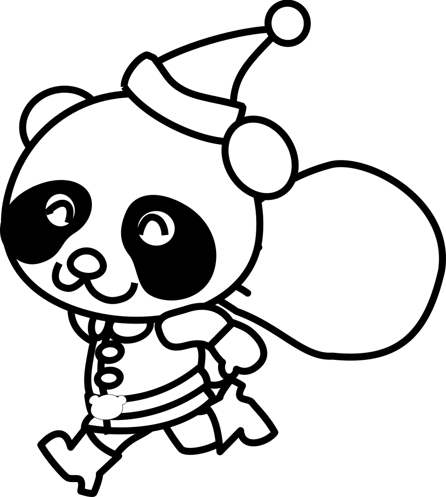 Download OnlineLabels Clip Art - Santa Panda Coloring Page