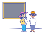 kids in front of a blackboard