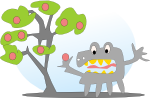 tree with apples and a monster