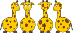 Cartoon Giraffe (front, back and side views)