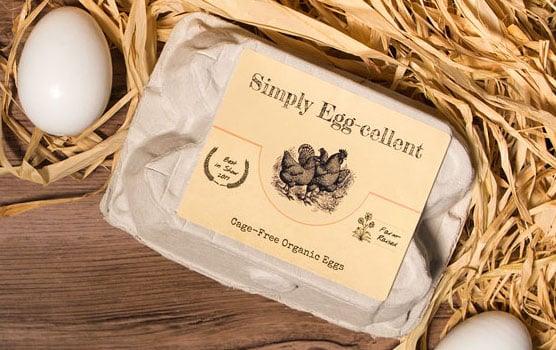 Egg carton labels in use