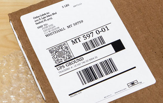 UPS shipping labels in use