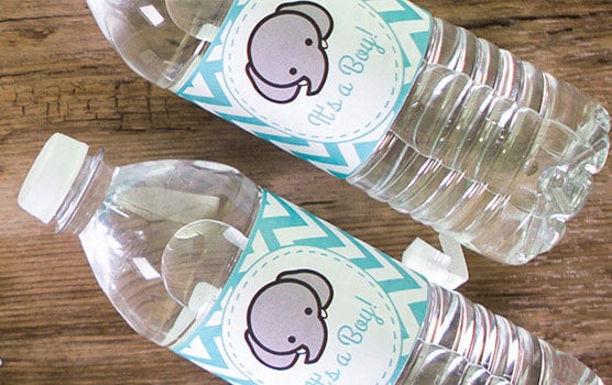 Water bottle labels in use