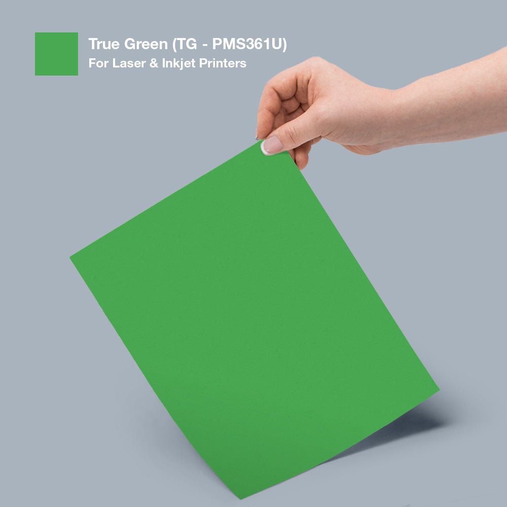 True Green label sheet and color swatch.