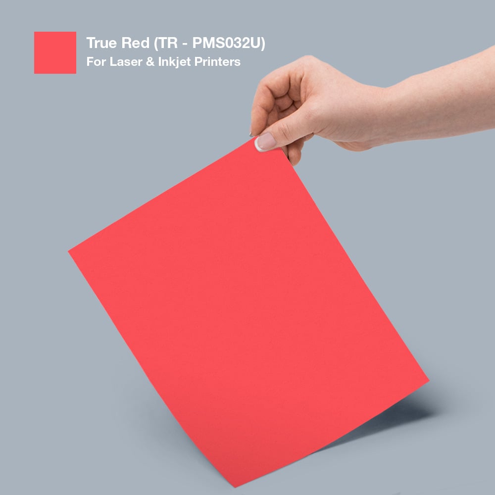 True Red label sheet and color swatch.