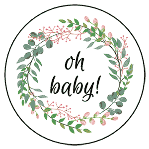 Oh Baby Baby Shower Labels (Wreath) - Pre-Printed Baby Shower Labels