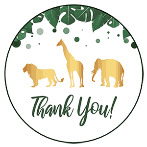 Thank You Labels (Jungle) - Pre-Printed Party Labels