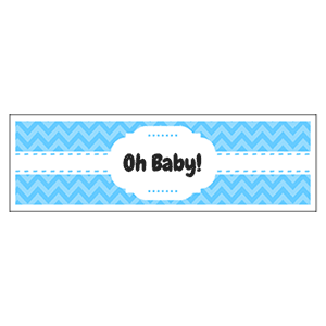 Oh Baby Water Bottle Labels (Blue) - Pre-Printed Chevron Style Labels