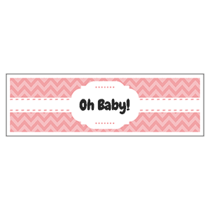 Oh Baby Water Bottle Labels (Pink) - Pre-Printed Chevron Style Labels