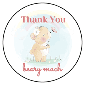 Thank You Beary Much Labels - Pre-Printed Baby Shower Labels