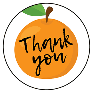 Thank You Tangerine Labels - Pre-Printed Tangerine Circle Labels