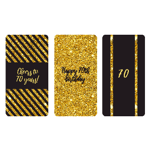 Happy 70th Birthday Labels (Gold) - Pre-Printed Candy Favor Labels