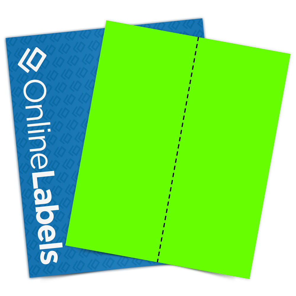8.5 x 11 Full Sheet Labels w/ Back Slit - Fluorescent Green