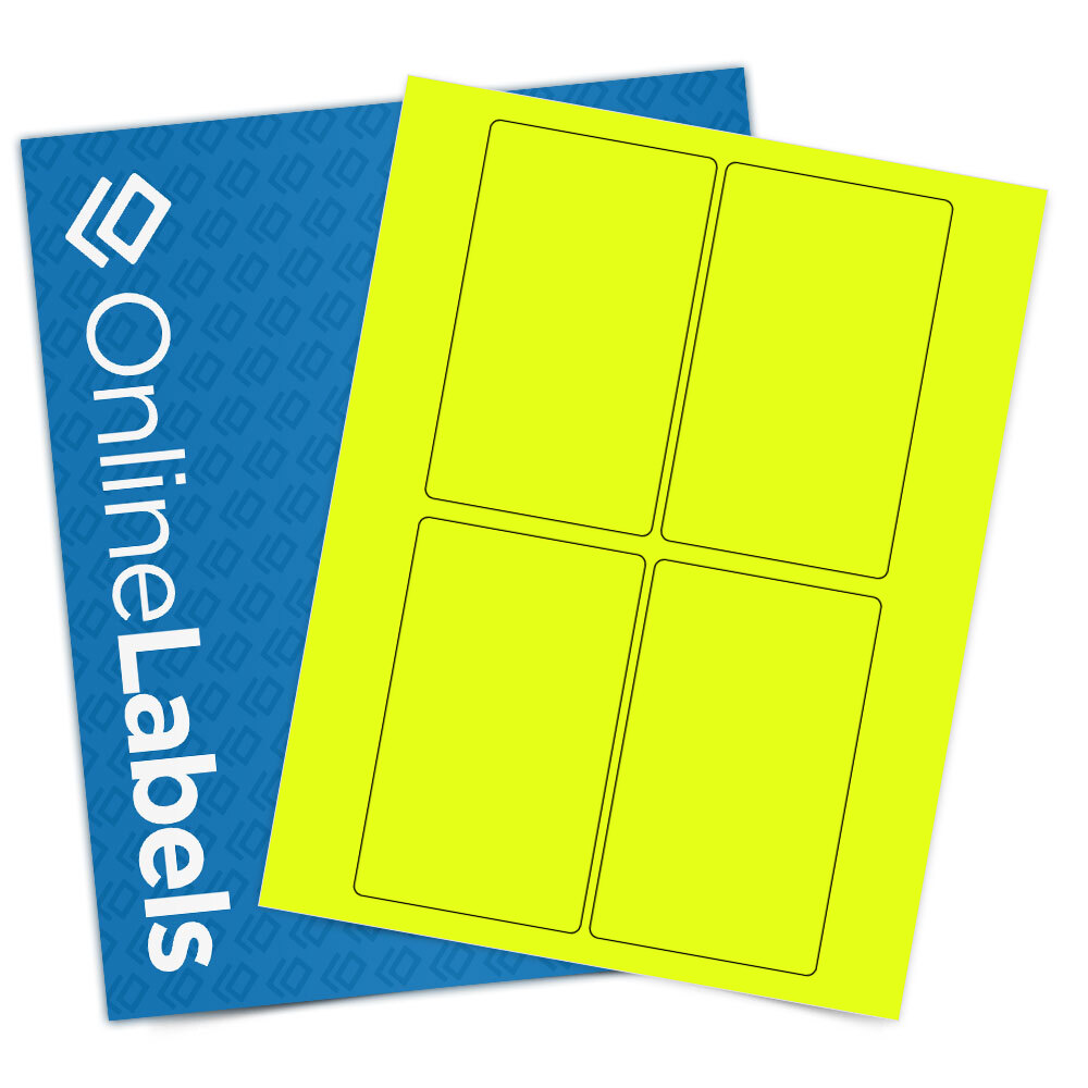 Removable Adhesive Rectangle Labels - Fluorescent Red, 3 x 5