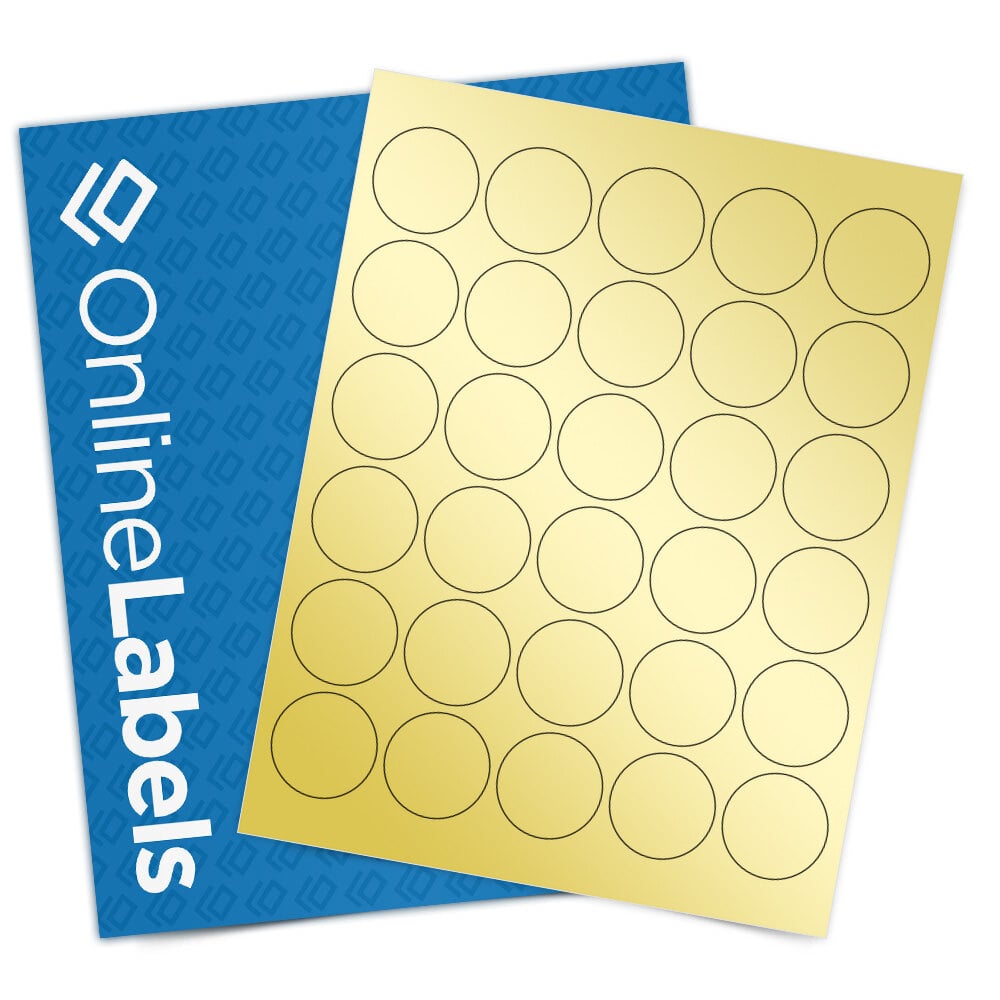 1.5 Circle Labels, 25 Sheets, Gold Foil Inkjet