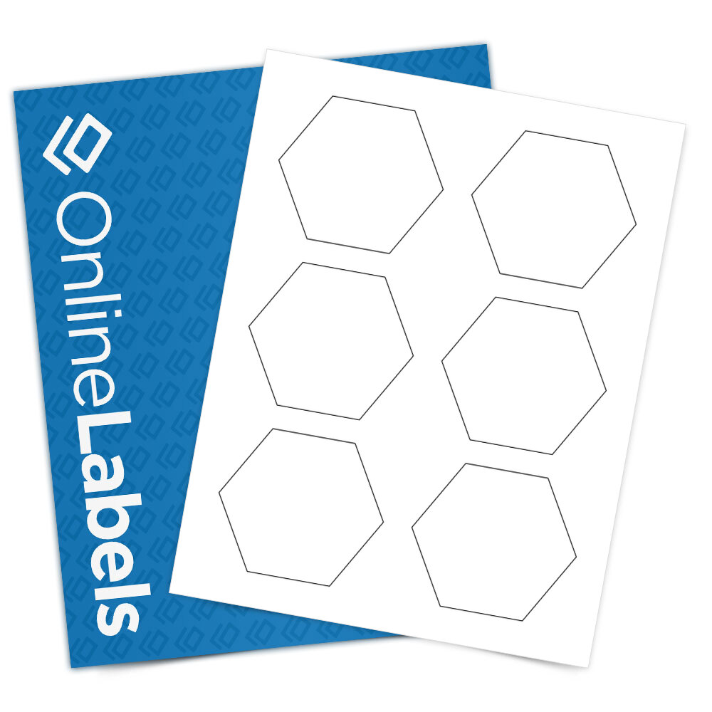 3.33 x 2.8839 Hexagon Labels, 10 Sheets, Standard White Matte