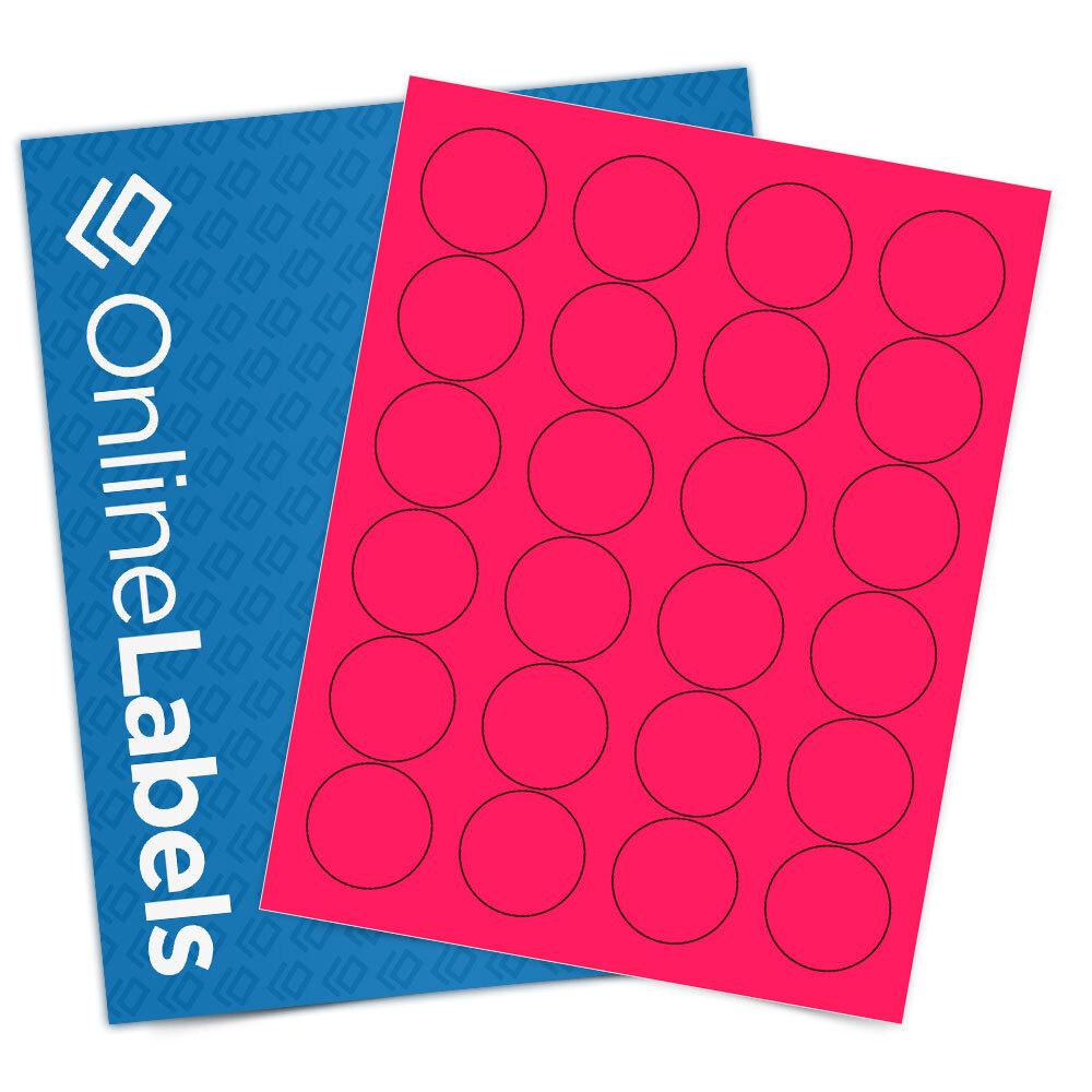 LabelValue  Fluorescent Pink Circle Stickers and Labels - 1.5