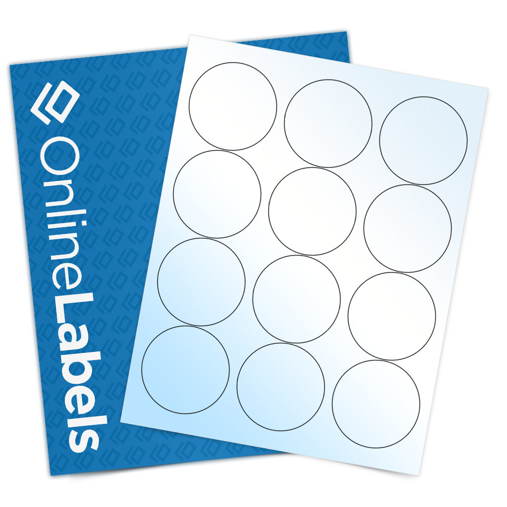 12 per Sheet 100 Sheets 2.5 Round White Adhesive Labels Printable with Inkjet/Laser 