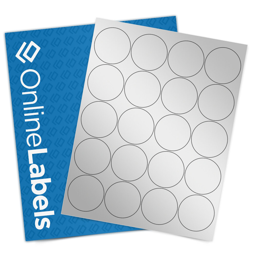 2 Circle Labels, 100 Sheets, Silver Foil Laser