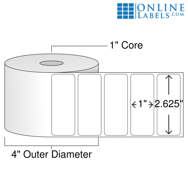 2.625" x 1" Roll Labels Weatherproof Direct Thermal RL2763DW