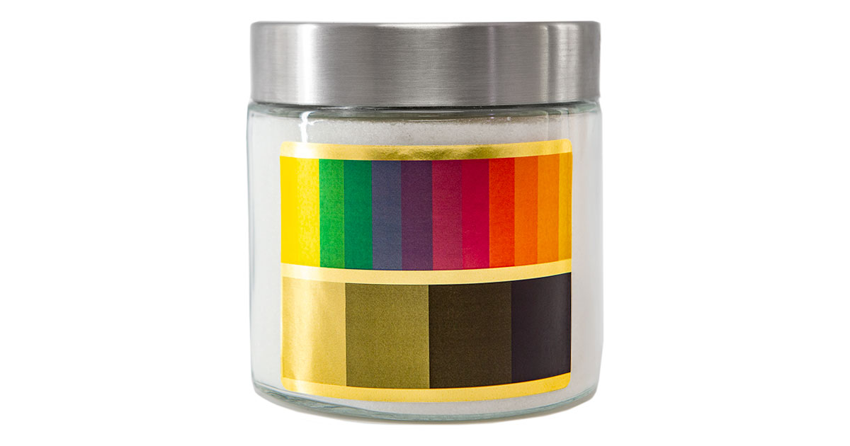 Color gradient printed on gold foil label