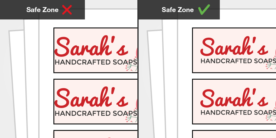 Label design that observes the safe margin